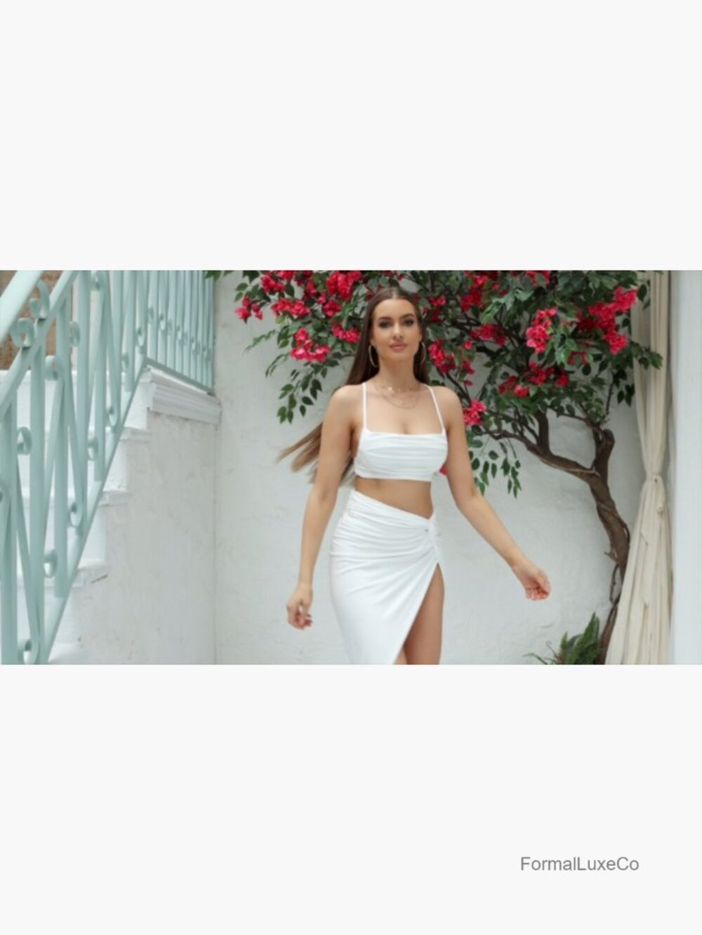 2-Piece Skirt Set - Sleeveless High Slit Bodycon Maxi Dress - Picture 7 of 7